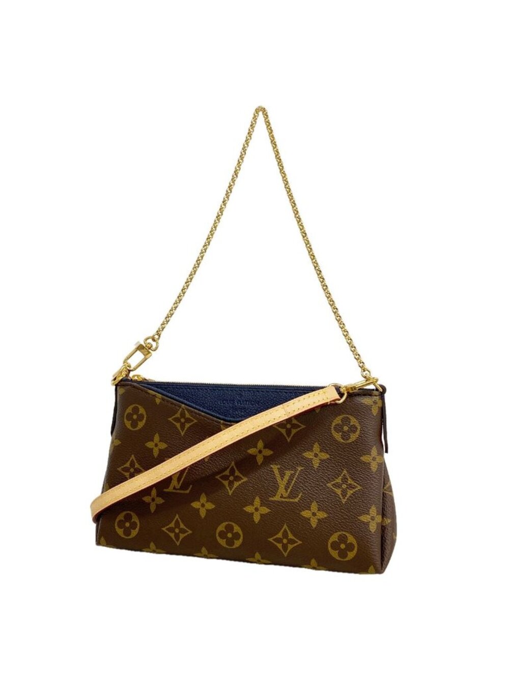 Louis Vuitton Shoulder Bag Monogram Pallas Clutch Blue Marine
